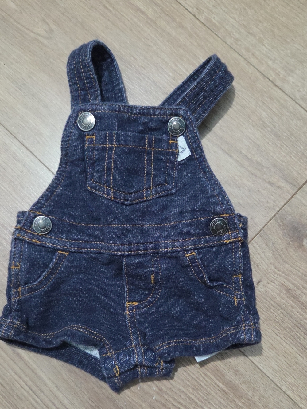 Baby Denim Short Overalls - Navy